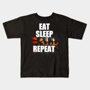 Eat Sleep Ball Repeat - Basketball Player - Sports Athlete Abstract Graphic Novelty Gift - Art Design Typographic Quote Kids T-Shirt